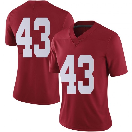 Alabama Crimson Tide Women's A.J. Gates #43 No Name Crimson NCAA Nike Authentic Stitched College Football Jersey XQ16D58XV